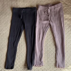 Zara Girls Waffle Knit Leggings - Grey and Pink